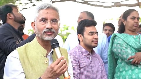 External Affairs Minister S Jaishankar interacting with the general public in Bengaluru on Sunday.