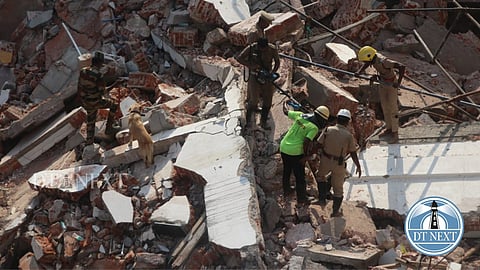 Four-storeyed under renovation building collapsed in Armenian Street near Parry's Corner on Wednesday