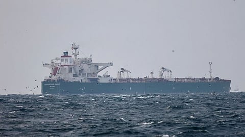 Marshall Islands-flagged oil tanker Advantage Sweet, which, according to Refinitiv ship tracking data, is a Suezmax crude tanker which had been chartered by oil major Chevron and had last docked in Kuwait, sails at Marmara sea near Istanbul.