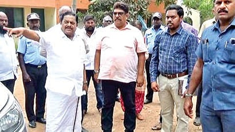 Minister inspecting Mahabalipuram