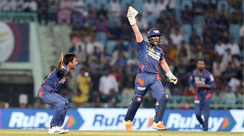 Lucknow Super Giants 193/6 in 20 overs (K Mayers 73) bt Delhi Capitals 143/9 in 20 overs (D Warner 56, M Wood 5/14)