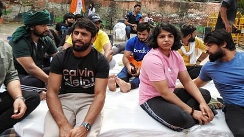 Wrestlers at Jantar Mantar