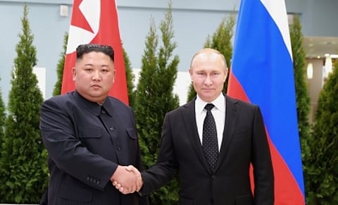 Kim Jong-un with Vladimir Putin