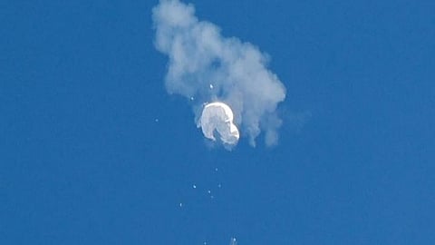 Suspected Chinese spy balloon drifts to the ocean after being shot down off the coast in Surfside Beach