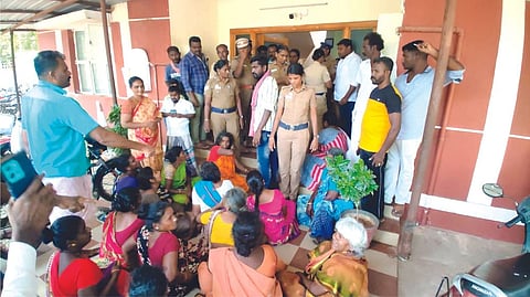 Vigneswaran?s relatives outside the hospital