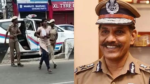 Screengrab from the video where two Avadi police personnel help NEET aspirant reach the exam centre in time; DGP C Sylendra Babu