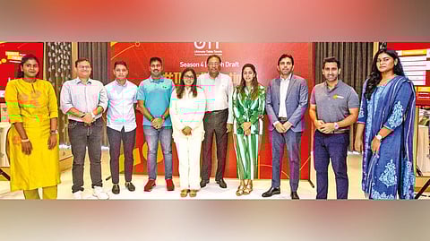UTT co-promoters Vita Dani and Niraj Bajaj with team owners at the coach draft
