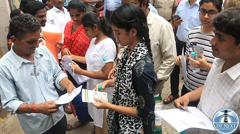 NEET aspirants gather at Asan Memorial Senior Secondary School, Thousand Lights for the NEET examination, UG Degree scheduled today.