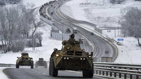 Russian armoured vehicle in Crimea highway