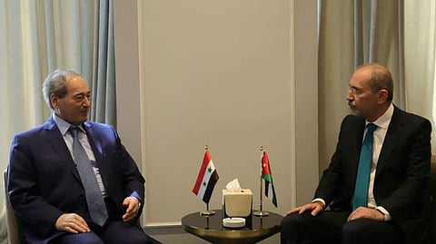 Jordan's Foreign Minister Ayman Safadi meets with Syria's Foreign Minister Faisal Mekdad in Amman