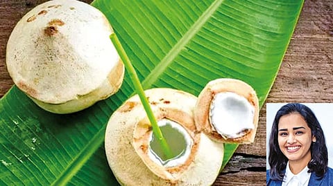 Tender coconut water; (inset) Dr Renita Rajan