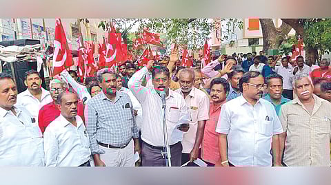 COTEE members protest on Saturday.