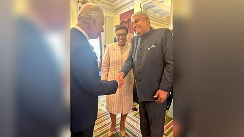 Vice President Jagdeep Dhankhar interacts with King Charles III