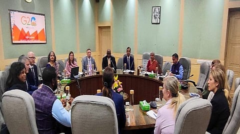 Union minister Nirmala Sitharaman in a meeting with Boeing delegation