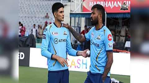 Gujarat Titans captain Hardik Pandya with Shubman Gill