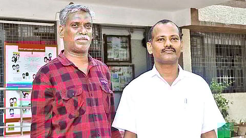 Mathematics teacher V Janaki Raman (L) and AHM K Ayyalu of Corporation Subbarayan Street school