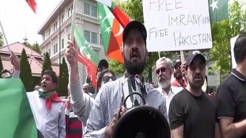 Pakistan Tehreek-e-Insaf supporters hold protest outside Pakistan Embassy in Washington