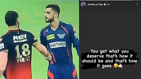 Virat Kohli and Naveen-ul-Haq; Naveen's Instagram story