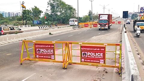Barricades placed on National Highway in Vellore
