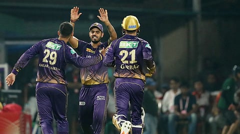 KKR players celebrating the win.