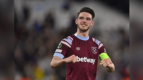 West Ham United's Declan Rice celebrates after the match