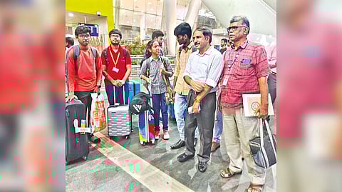 Students reached the city airport on Tuesday night