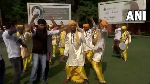 Celebrations underway at national headquarters of Congress party in New Delhi