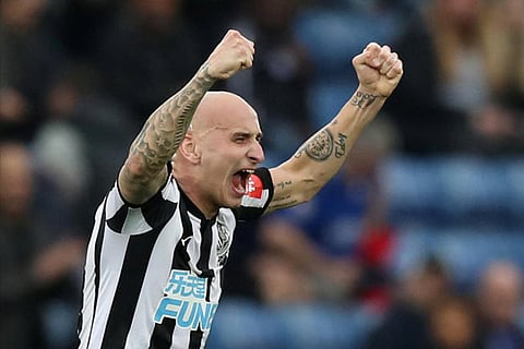 Newcastle United's Jonjo Shelvey celebrates at the end of the match
