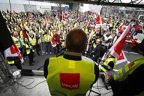 Hundreds of flights cancelled in Germany as airports hit by public sector strikes