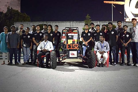 The eBAJA team with the electric vehicle