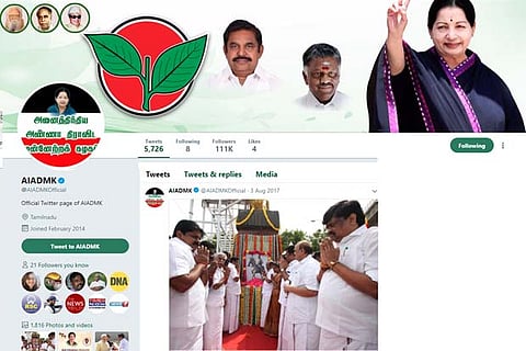 Official AIADMK twitter handle inactive since EPS-OPS merger last August