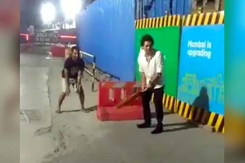 A screengrab from the video of Sachin Tendulkar playing gully cricket
