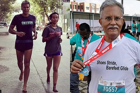 Newly-weds Milind Soman and Ankita go on their first barefoot run; (R) Venkat Venkataraghavan