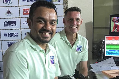 Radhakrishnan Srinivasan (left) during a match