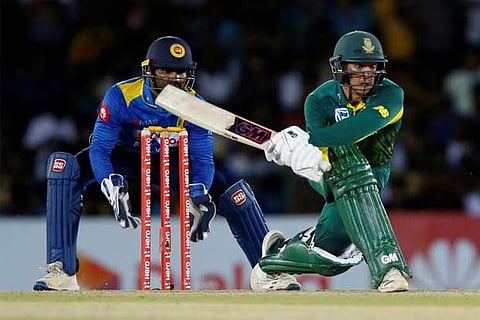South Africa's Quinton de Kock plays a shot
