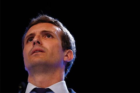 Pablo Casado reacts after being elected