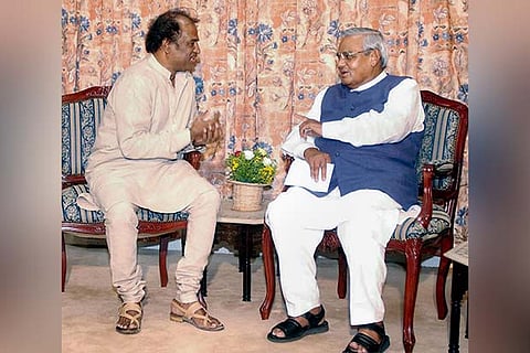 File photo former PM Atal Bihari Vajpayee with Tamil superstar Rajinikanth