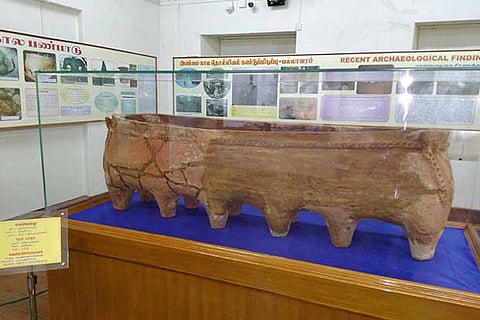 The 5.7-foot-long sarcophagus kept on display at the Megalithic Exhibition at Fort St George Museum