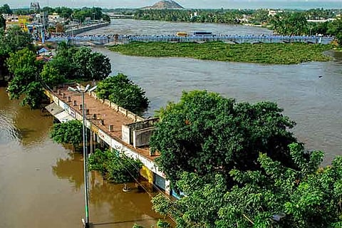 A view of the flood affected areas at Erode.