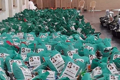 The relief materials having ?Amma? stickers on them