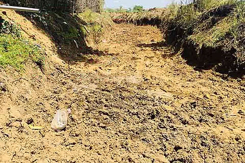 A view of a dry canal in the tail-end area of the Cauvery Delta region