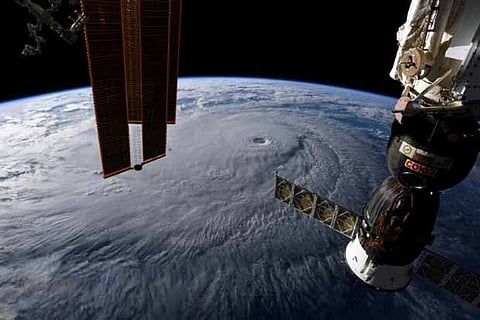 A photo taken from the ISS and moved on social media by astronaut Ricky Arnold shows Hurricane Lane