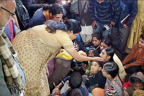 Defence Minister Nirmala Sitharaman visits the flood-affected areas to review situations, in Kodagu