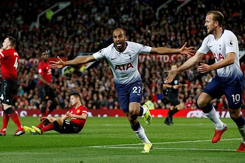 Tottenham's Lucas Moura celebrates scoring their second goal
