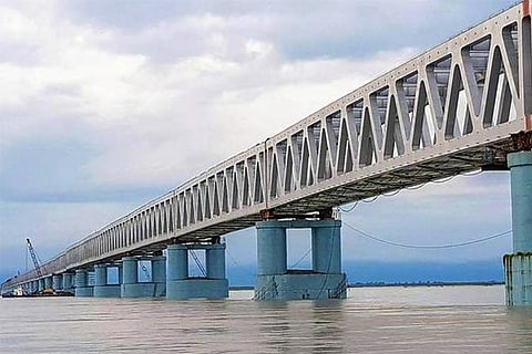 A view of the Bogibeel bridge over the Brahmaputra river near Dibrugarh
