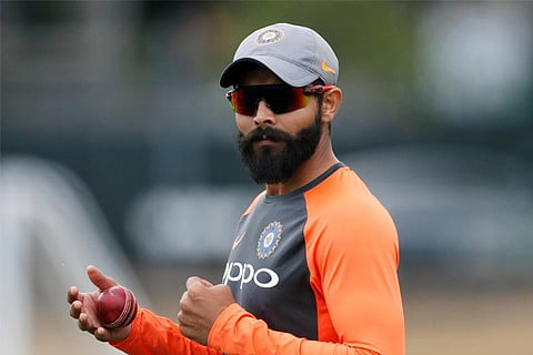 India's Ravindra Jadeja during nets