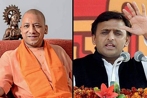 (L) UP CM Yogi Adityanath and (R) Samajwadi Party President Akhilesh Yadav