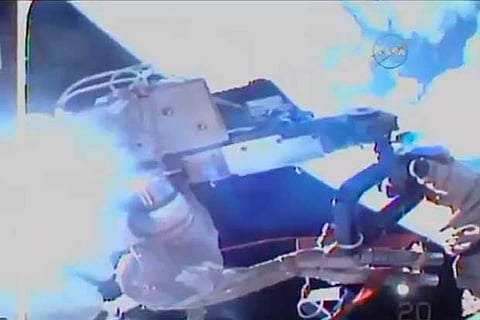 Video footage of the Cosmonauts during their space walk