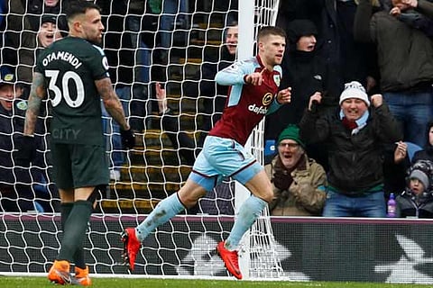 Burnley's Johann Berg Gudmundsson celebrates after scoring their first goal