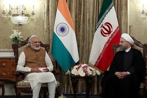 Iran's President Hassan Rouhani (R) meets India's Prime Minister Narendra Modi.(Reuters file photo)